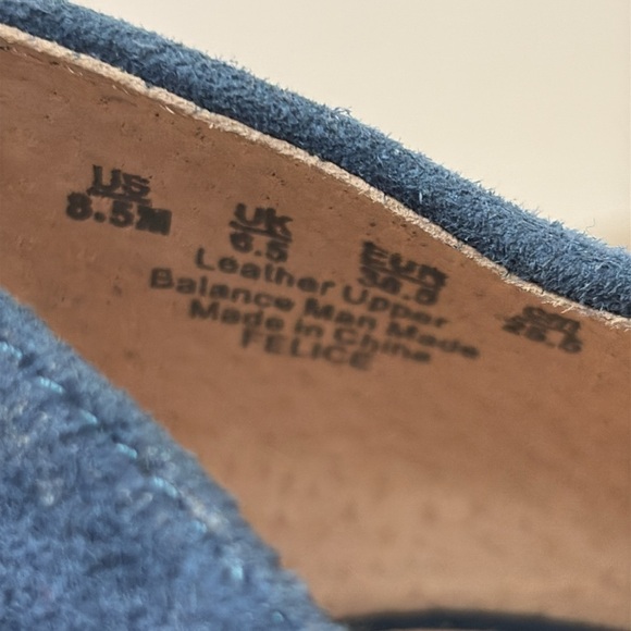Franco Sarto FELICE D’Orsay Blue Suede Heeled Wedge 8.5 - Picture 10 of 11